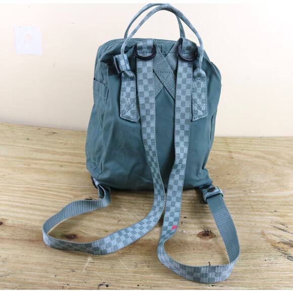 Fjallraven Backpack Kånken Mini Green Double Handle Check Print Handles Straps main image 11